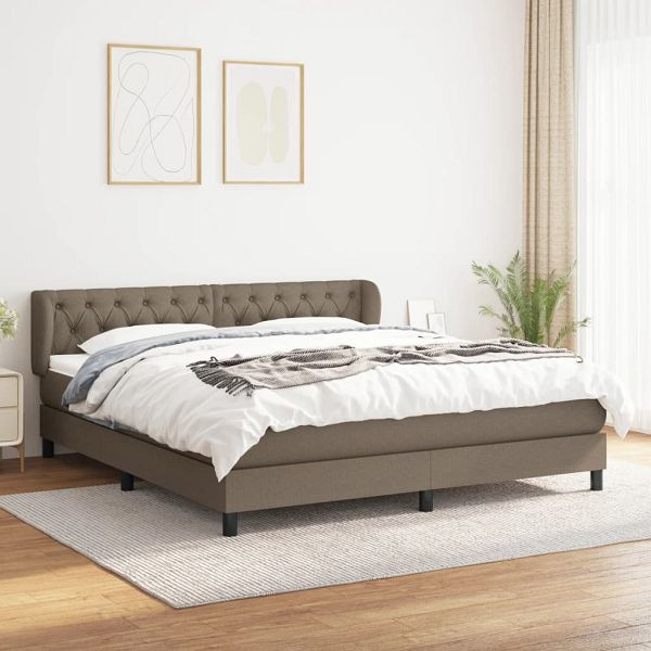 vidaXL Boxspringbett mit Matratze Taupe 160x200 cm Stoff, 3126497