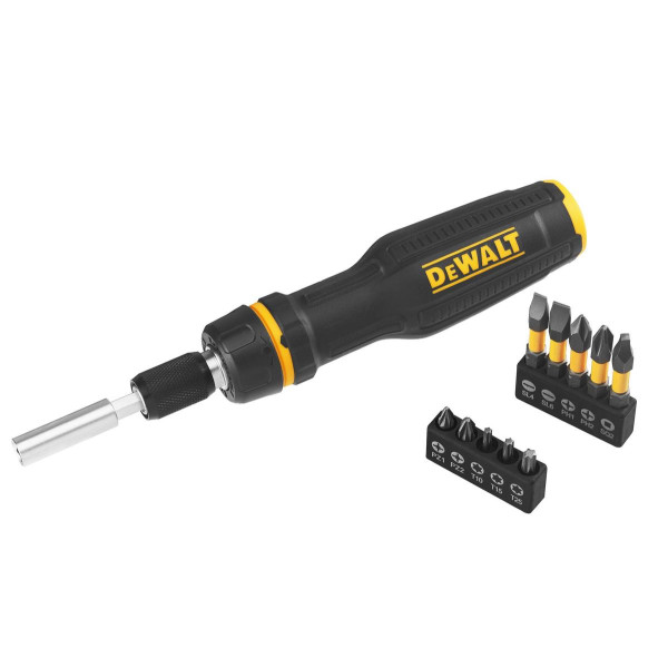 DeWalt Bit-Schraubendreher mit Ratsche inkl. Bit-Set 10-teilig, DWHT68001-0