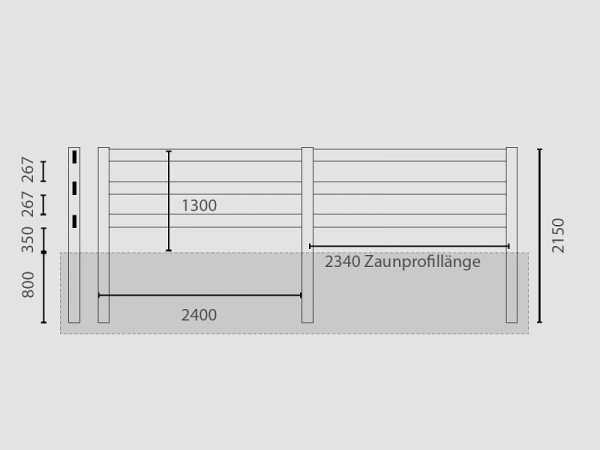 Growi Koppelsystem Ranch 3, T-Pfosten 127 x 127 mm, 215 cm lang, 10031930