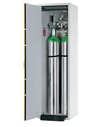 asecos Feuerbeständiger Gasflaschenschrank G30.6, 600 mm breit, Tür links, gelb, 3068500230687