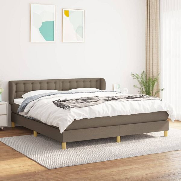 vidaXL Boxspringbett mit Matratze Taupe 160x200 cm Stoff, 3127137