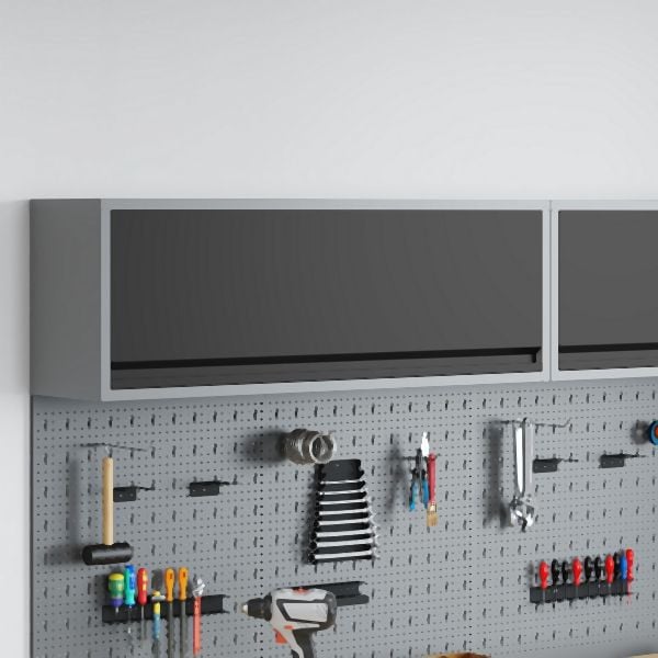 vidaXL Wandmontierter Werkzeugschrank mit Gaslift-Tür Schwarz 100x25x35 cm, 4103479