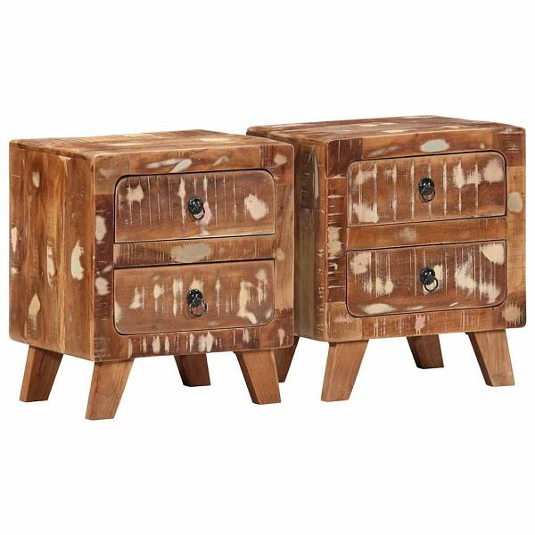 vidaXL Nachttisch 2 Stk. 40x32x46 cm Altholz Massiv, 4104514
