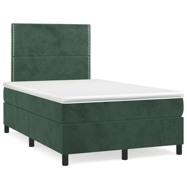 vidaXL Boxspringbett mit Matratze Dunkelgrün 120x190 cm Samt, 3269992