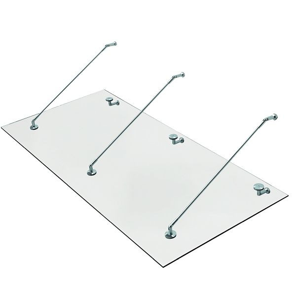 HOMCOM Vordach Glasvordach Türvordach gehärtetes Glas(ESG) Edelstahl Klarglas (200x90cm) (L), 02-0554