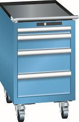 LISTA Schubladenschrank mobil 18x27E (BxTxH) 411x572x723mm KEY Lock, Lichtblau, 4 Schubladen, Fronthöhen: 50 - 150 mm, 78.423.010