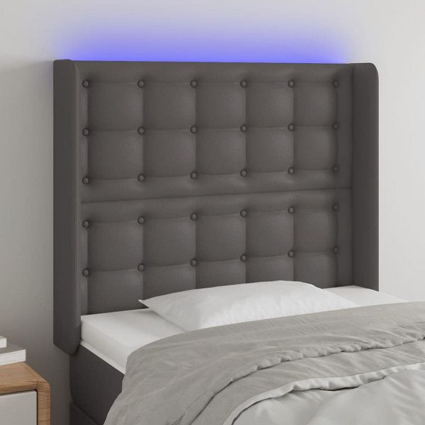 vidaXL LED Kopfteil Grau 83x16x118/128 cm Kunstleder, 3124124