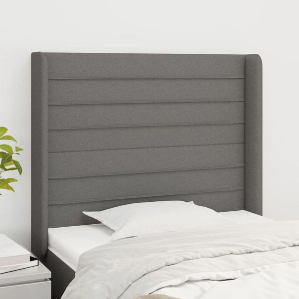 vidaXL Kopfteil mit Ohren Dunkelgrau 83x16x118/128 cm Stoff, 3119695