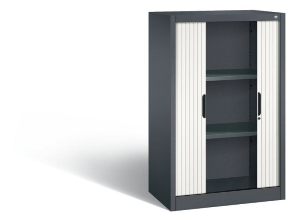 C+P Sideboard mit Rollladen Omnispace, H1230xB800xT420mm, Farbe: Schwarzgrau / Verkehrsweiß, Griffmulde, 3 OH, 3231-00 S10157