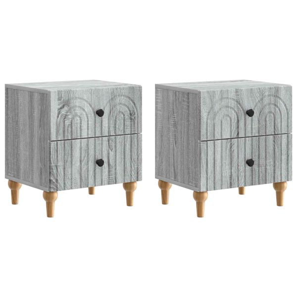 vidaXL Nachttisch 2-teilig Graues Sonoma 43 x 34,5 x 48 cm Holzwerkstoff, 894078