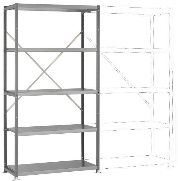 Manuflex Fachboden-Steckregal Color Grundregal mit 5 Stahlböden, HxBxT = 2000 x 1030 x 300 mm, alusilber, RP1051.9006