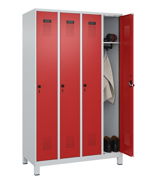 C+P Spind Evolo PLUS, mit Füßen, 4 Abteile, 1950x1200x500mm, 7035/3000, Verschluss Drehriegel, Ablageböden 4, 049010-40 S10003