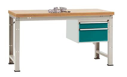 Manuflex Komplett-Werkbank Grund PROFI Standard mit Multiplex-Platte, BxTxH = 1500 x 700 x 840 mm, Wasserblau, TP5464.5021