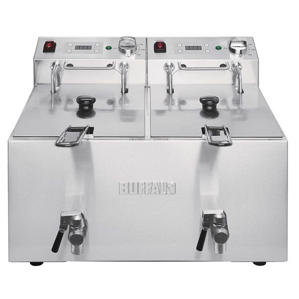 Buffalo 2,9 kW Doppelfritteuse mit Timer, 2x 8 l, FC375