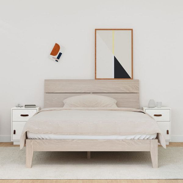 vidaXL Nachttische 2 Stück Weiß 40x34x55 cm Massivholz Kiefer, 818308