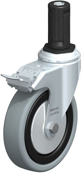 Blickle LKRA-VPA 126K-11-FI-FA-ER14 Apparate-Lenkrolle mit Expander & Feststeller, Vollgummi, Grau, 848385