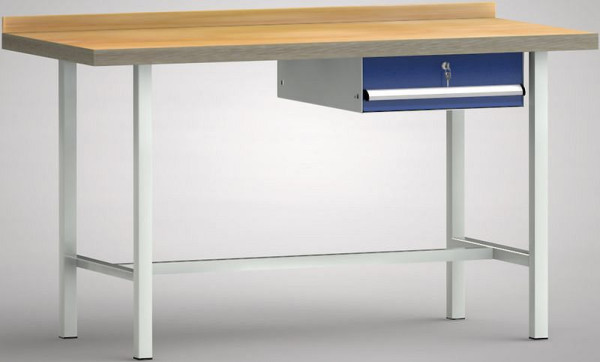 KLW Profi-Werkbank - 1500 x 700 x 905 mm L x T x H (ERGO-Version), mit einer Einzelschublade 150 mm Fh-EA, rechts, WP001E-1500M45-E7002