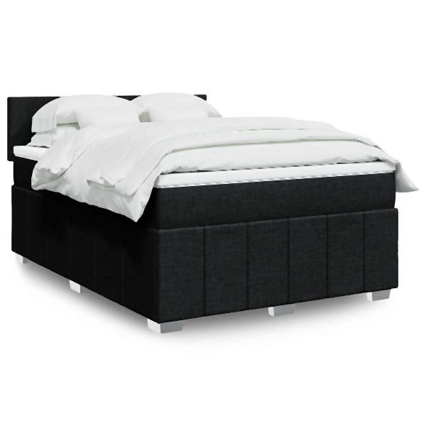 vidaXL Boxspringbett mit Matratze Schwarz 140x200 cm Stoff, 3289386