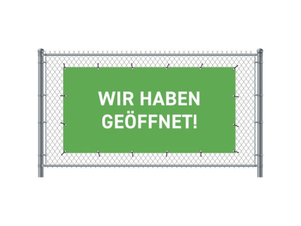 Showdown Displays Zaun-Banner 200 x 100 cm Geöffnet Deutsch Grün, FBG200-100-I693