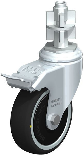 Blickle LKRA-PATH 101K-11-FI-ELS-FK-E17 Apparate-Lenkrolle mit Expander & Feststeller, Thermoplastisches Polyurethan, Grau, 848799