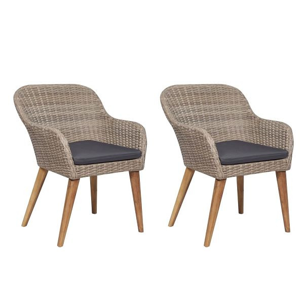 vidaXL Gartenstühle mit Polstern Poly Rattan Braun, VE: 2 Stück, 44156