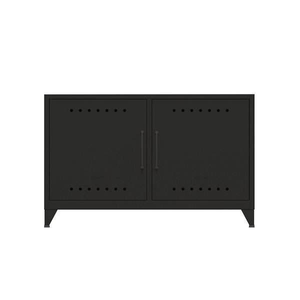 Bisley Fern Sideboard, inkl. 1 festen Fachboden, Kabeldurchlass und Klett-Halter, 633 schwarz, FERCAB633