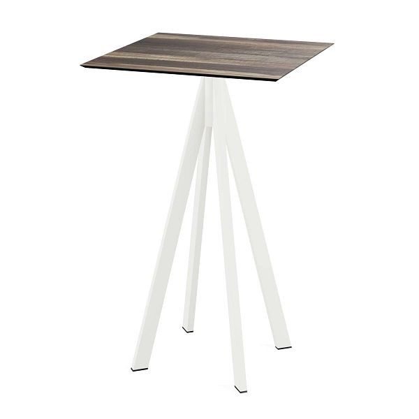 Feros Infinity Stehtisch Weiß gestell + Tropical Wood HPL 70x70 cm, 120051277