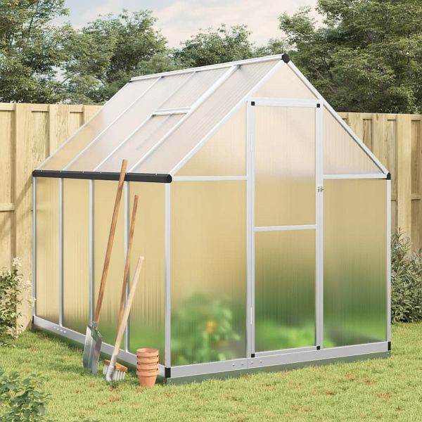 vidaXL Gewächshaus mit Fundamentrahmen Silber 224x169x202cm Aluminimum, 3266323