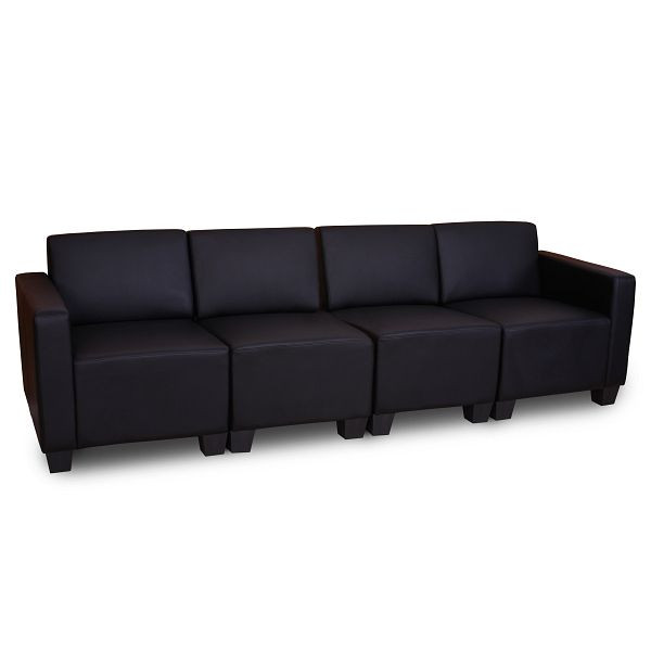Mendler Modular 4-Sitzer Sofa Couch Lyon, Kunstleder, schwarz, 2x21689+21692+21696