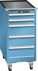 LISTA Schubladenschrank mobil 18x36E (BxTxH) 411x725x890mm KEY Lock, Lichtblau, 5 Schubladen, Fronthöhen: 75 - 150 mm, 78.459.010