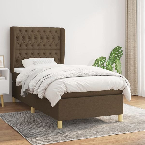 vidaXL Boxspringbett mit Matratze Dunkelbraun 100x200 cm Stoff, 3128744
