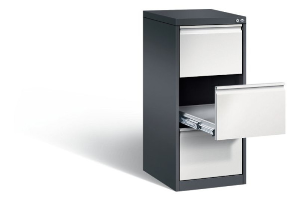 C+P Karteischrank Acurado, H1045xB433xT590mm, Farbe: Schwarzgrau / Lichtgrau, Griffleiste, 12423-321 S10011
