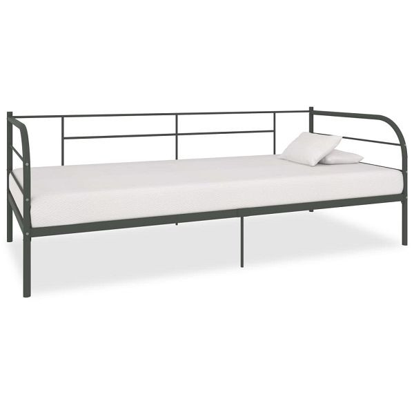 vidaXL Tagesbett-Rahmen Grau Metall 90x200 cm, Material: Metall, Sperrholz und Kunststoff, 284674