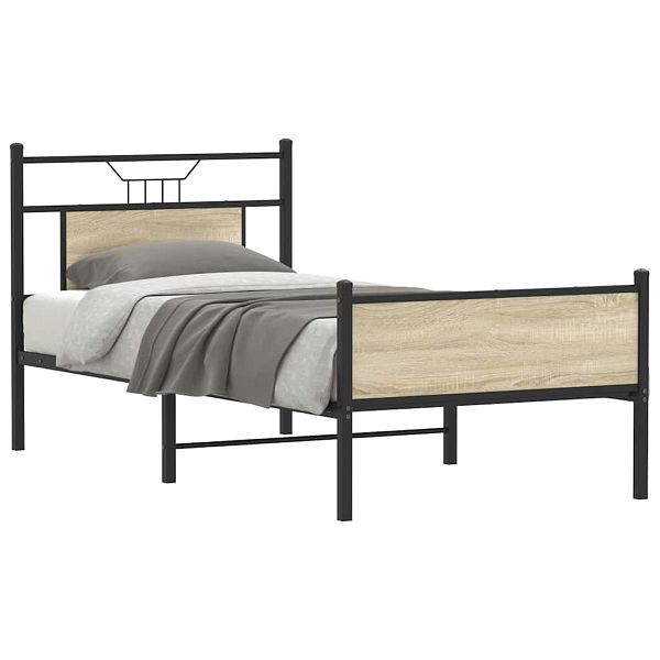 vidaXL Bettgestell ohne Matratze Sonoma-Eiche 75x190 cm Holzwerkstoff, 4106970