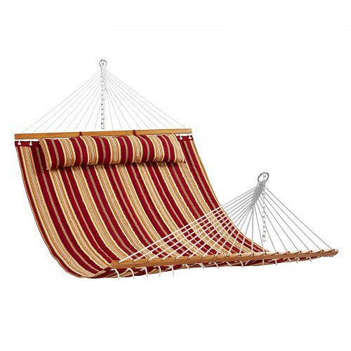 VEVOR Hängematte aus gestepptem Stoff, 1400 x 1900 mm mit Spreizstangen aus Hartholz, für 2 Personen, HFDCBDZJYZXT62NZ4V0
