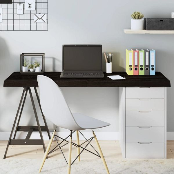 vidaXL Tischplatte Dunkelbraun 140x50x(2-6)cm Massivholz Eiche, 3156443