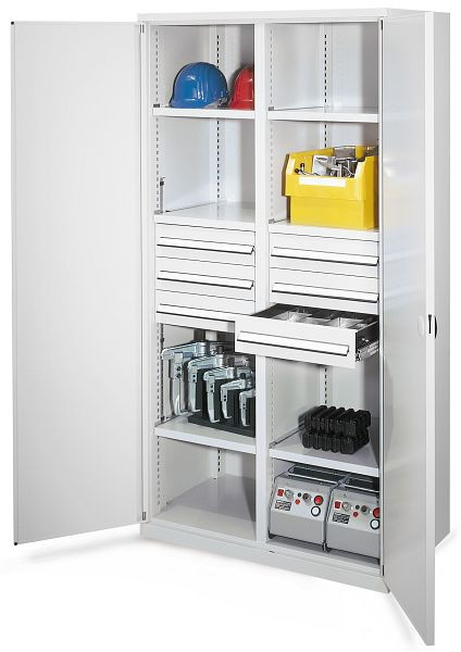 Kappes Schwerlastschrank mit Mitteltrennwand, 1950 x 1000 x 600 mm, Mod 53, RAL 7035, Doppelwandtür, 1463.06.2013