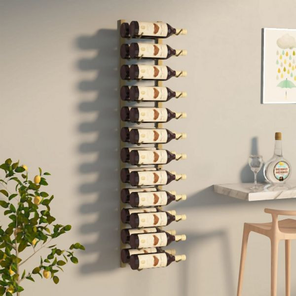 vidaXL Wand-Weinregal für 24 Flaschen Golden Eisen, 340884