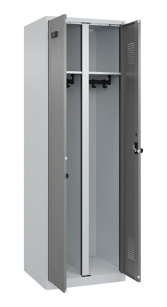 C+P Schwarz-Weiß-Spind Evolo PLUS, 2 Abteile, 1850x600x500mm, 7035/0004, Drehriegel, 049002-20 S10014