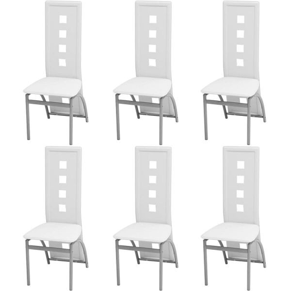 vidaXL Esszimmerstühle 6 Stück Kunstleder Weiß, 274310, 8718475551287