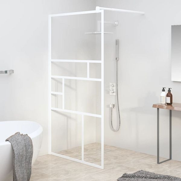 vidaXL Duschwand für Walk-In Dusche 115x195 cm ESG-Glas Weiß, 151871