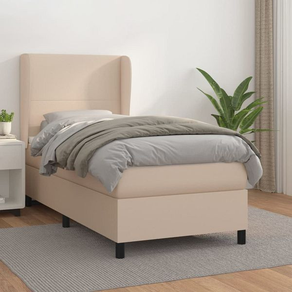 vidaXL Boxspringbett mit Matratze Cappuccino-Braun 90x200cm Kunstleder, 3128894