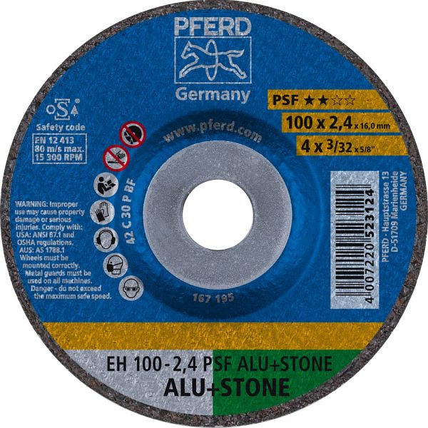 Pferd Trennscheibe EH 100-2,4 PSF ALU+STONE/16,0, VE: 25 Stück, 61839116