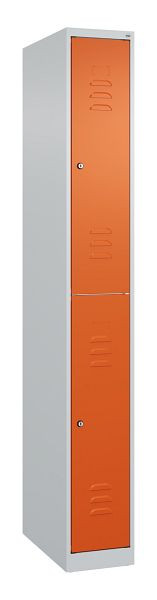C+P Doppelstöckiger Spind Classic PLUS, 1850x250x500mm, 7035/2004, Zylinderschlösser, 080300-19 S10031