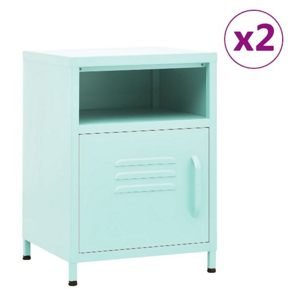 vidaXL Nachttische 2 Stk. Minzgrün 35x35x51 cm Stahl, 3095219