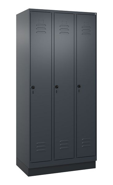 C+P Umkleidespind Classic PLUS mit Mitteltrennwand, Sockel, 3 Abteile, 1950x900x500mm, 7016/7016, Drehriegel, 080020-30F S10012