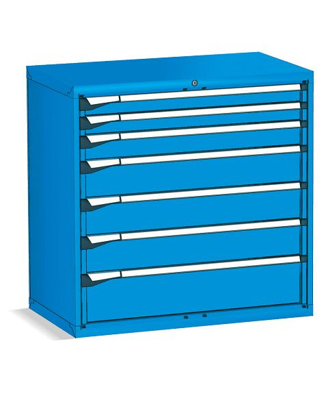 Fami Master Schubladenschrank KEY COMFORT C0, 54x27 Einheiten, mit 7 Schubladen, B 1020 mm T 573 mm H 1000 mm, rubinrot RAL3003, M52A100C010BH1G