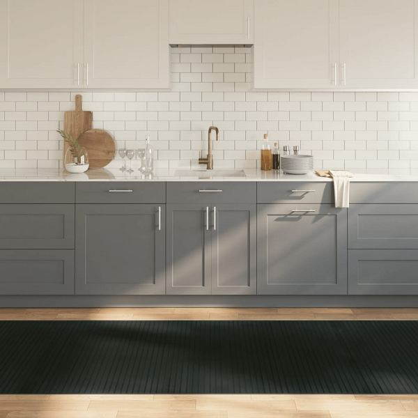 vidaXL Teppich Rechteckig Grau 100x1000 cm Bambus, 376970