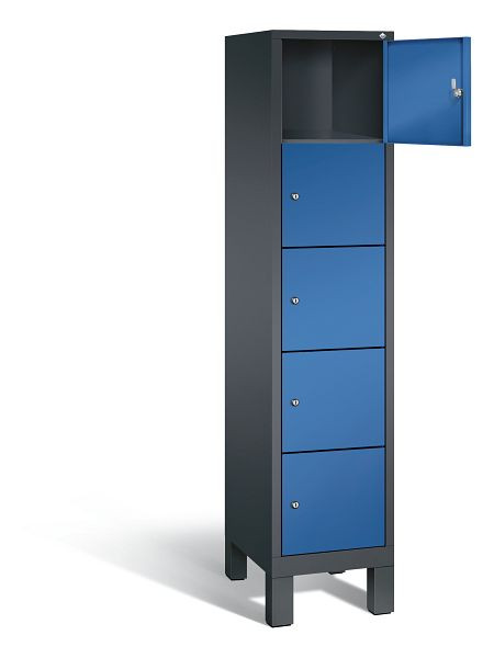 C+P Schließfachschrank Evolo, H1850xB420xT500mm, Farbe: Schwarzgrau / Enzianblau, 48010-125 S10078