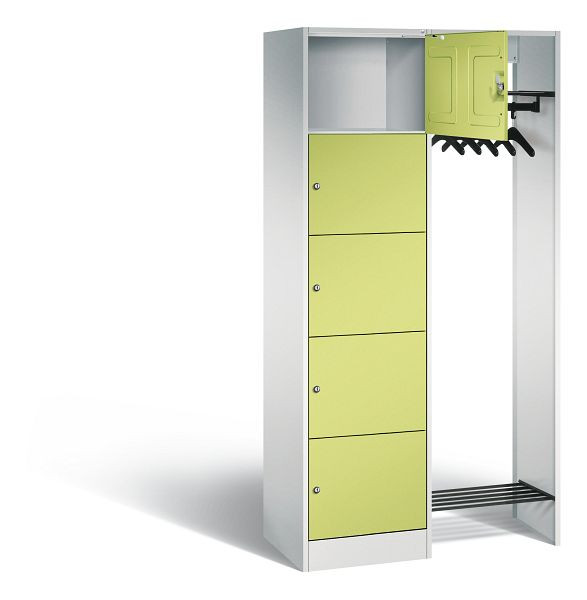 C+P Offene Garderobe Serie 8070, H1950xB960xT480mm, Farbe: Lichtgrau / Viridingrün, 82700-00 S10347